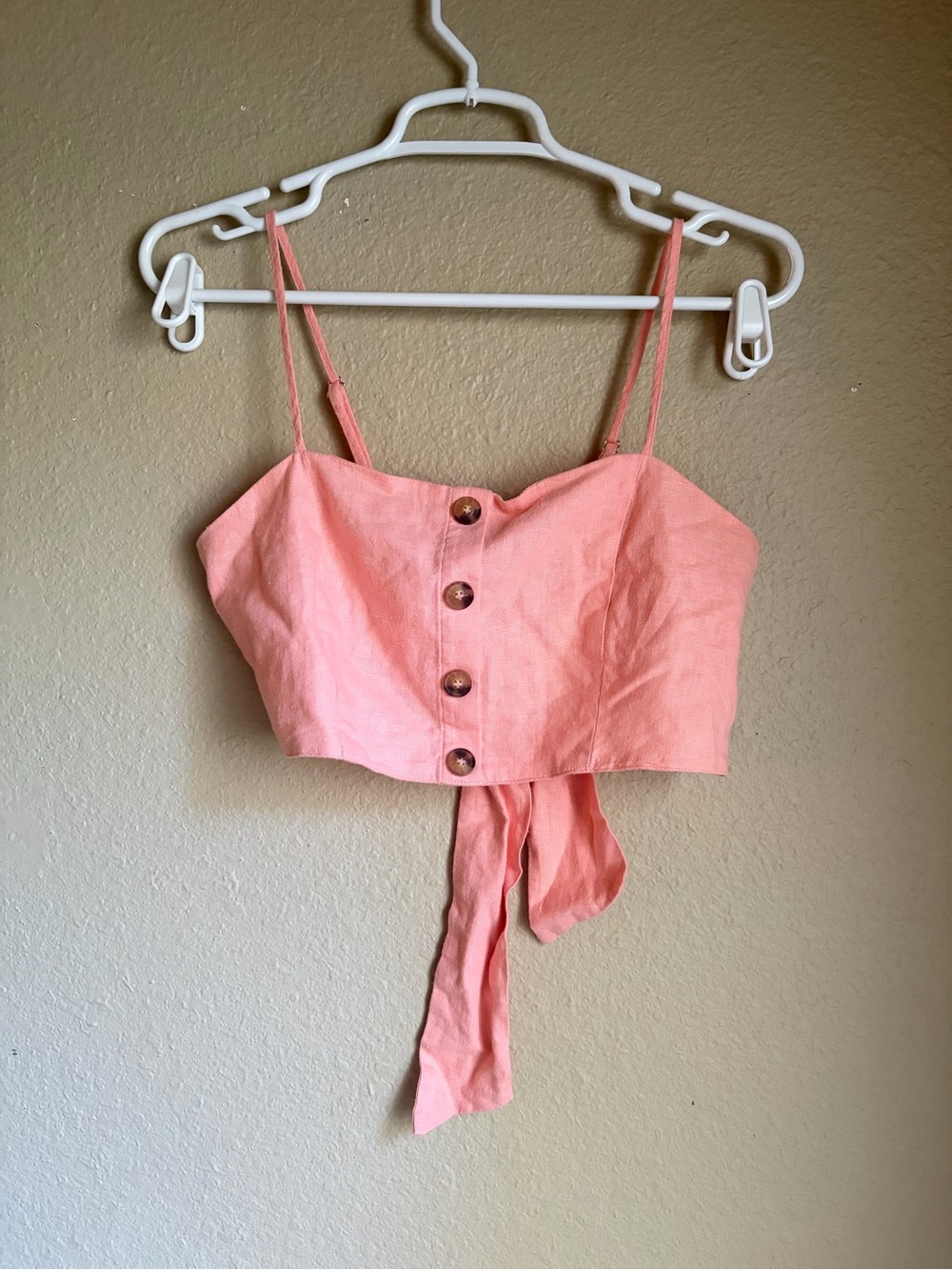 Forever 21 Coral Pink Tie-Back Cropped Cami